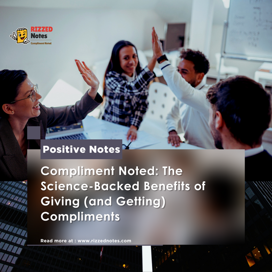 Cover image showing office people high-fiving with title of blog "Positive Notes" and title of post. Logo in upper left corner.