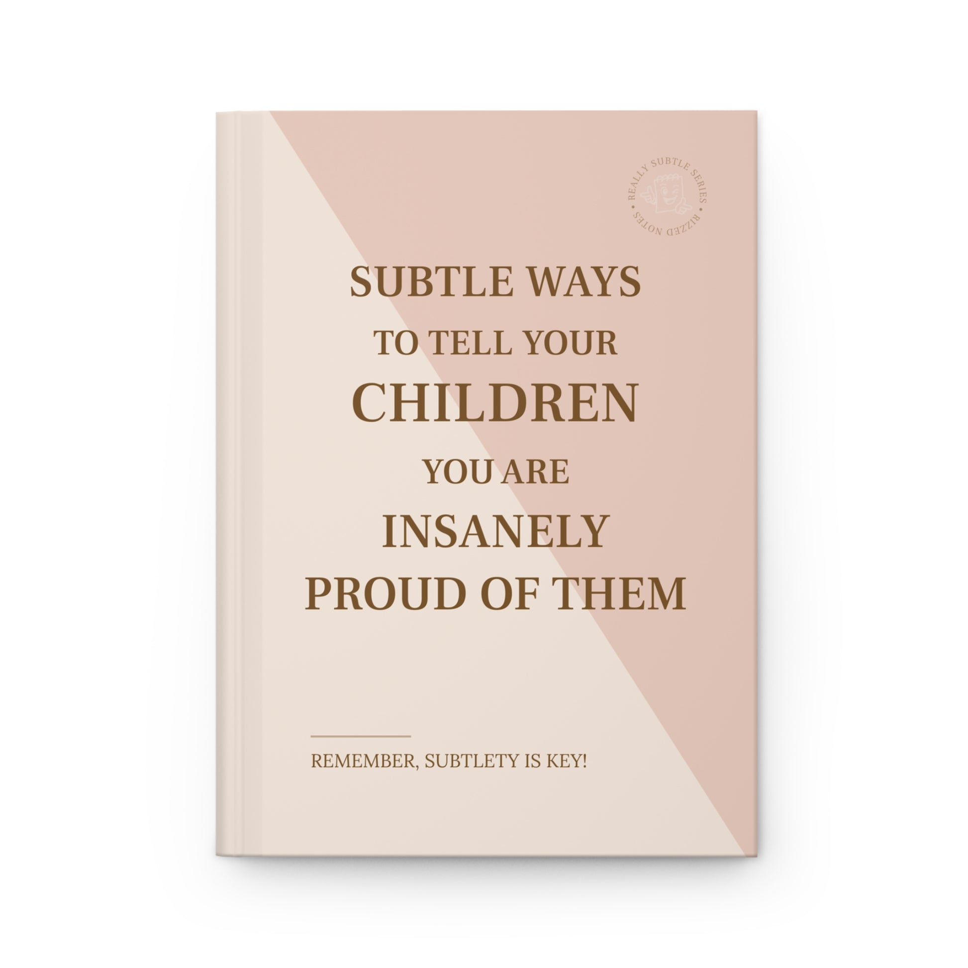 Book cover with text on a pink and beige background