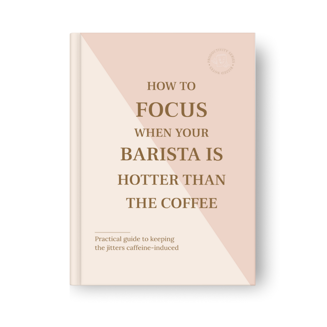 Book cover with text 'How to Focus When Your Barista is Hotter Than the Coffee' on a pink and beige background